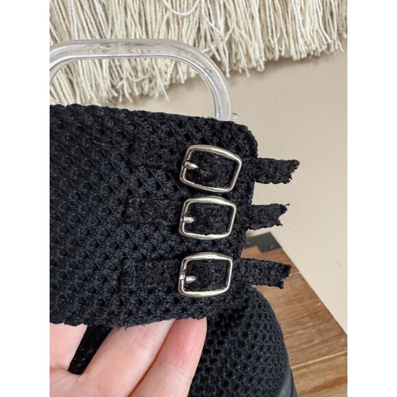 Free People X Jeffrey Campbell Ricki Hiker Boot Black Mesh Block Heel Size 8 - Picture 6 of 16